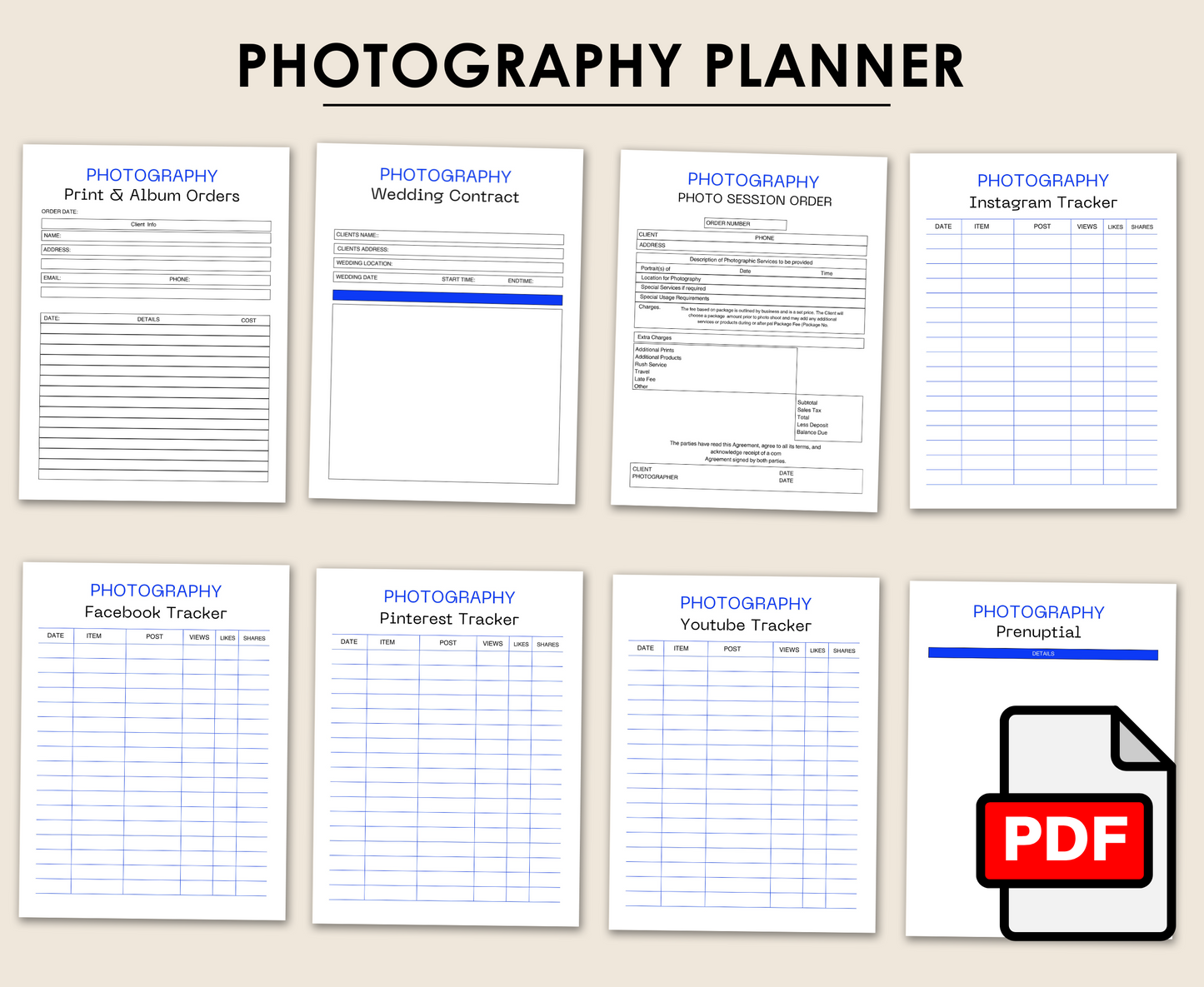 PHOTOGRAPHY BUSINESS PLANNER